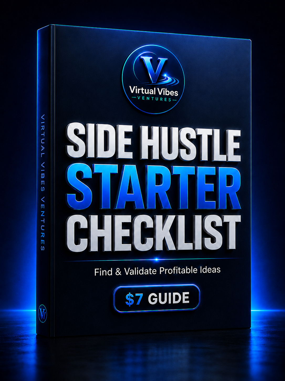 Side Hustle Starter Checklist guide cover showing a digital business workbook for validating online income ideas and avoiding costly mistakes.